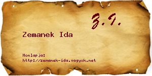 Zemanek Ida névjegykártya